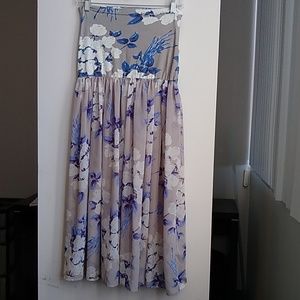 Free People Gray & Blue floral sheer yoga skirt M